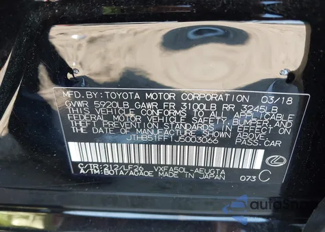 2018 Lexus Ls 500 F Sport from USA, damaged, VIN JTHB51FF1J5003066